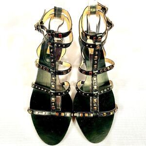 BLACK LEATHER INC WEDGE SANDAL 3” WEDGE SIZE 8